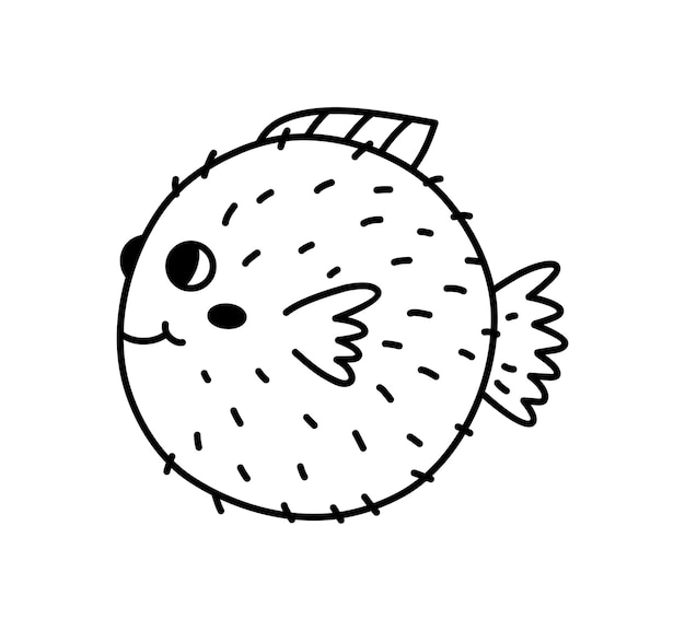 Lindo pez aislado sobre fondo blanco ilustración de garabato dibujado a mano