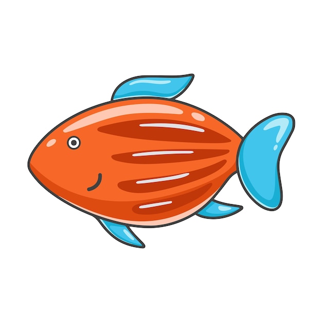 Vector lindo pez en estilo de dibujos animados clip art bajo el agua peces de mar objeto aislado colorido mar bebé personaje