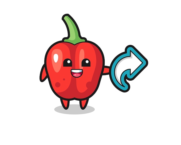 Lindo pimiento rojo mantenga el símbolo de compartir en las redes sociales, diseño de estilo lindo para camiseta, pegatina, elemento de logotipo