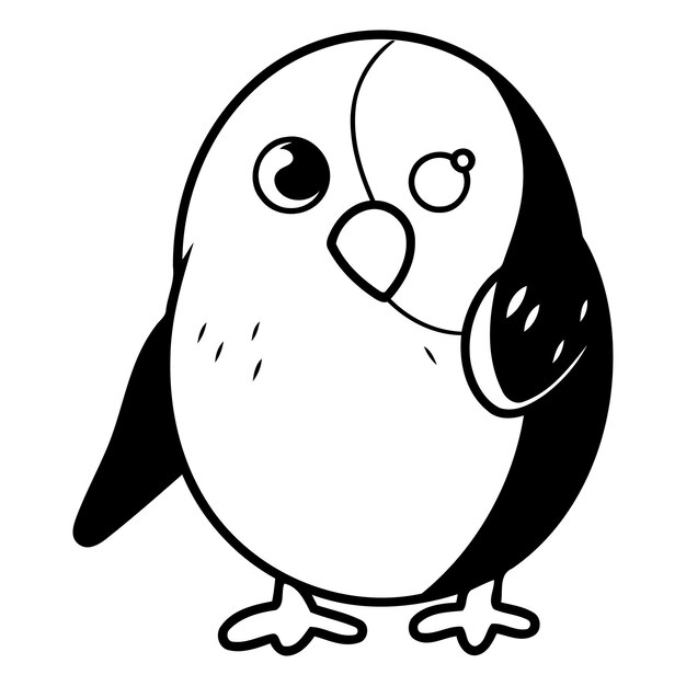 Lindo pingüino aislado en un fondo blanco Ilustración vectorial