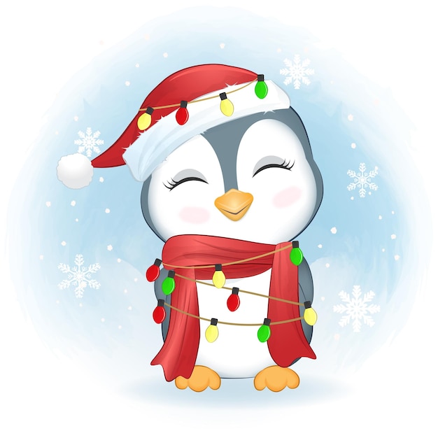 Lindo pingüino y bulbo navidad navidad temporada