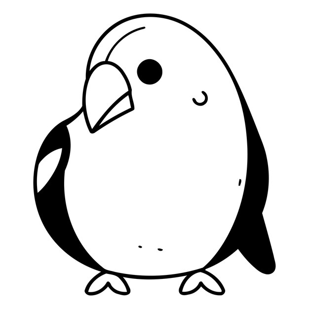 Lindo pingüino de dibujos animados Ilustración vectorial aislada en fondo blanco
