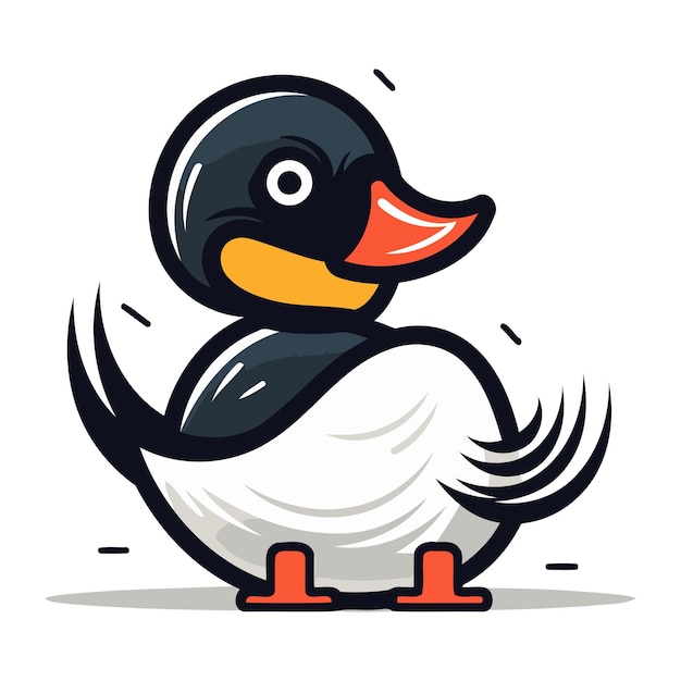 Lindo pingüino de dibujos animados Ilustración vectorial aislada en fondo blanco