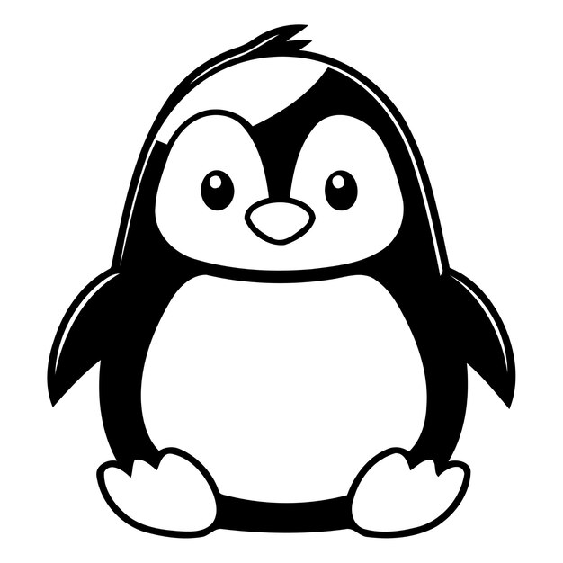 Vector lindo pingüino de dibujos animados ilustración vectorial aislada sobre fondo blanco