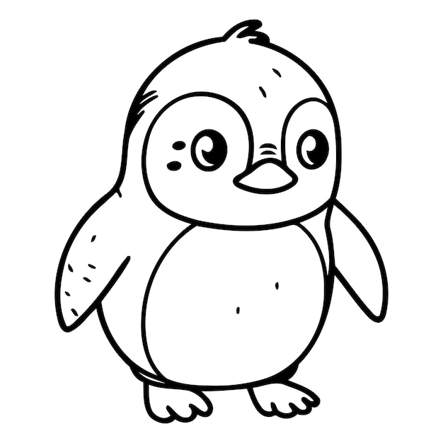 Lindo pingüino de dibujos animados Ilustración vectorial aislada sobre fondo blanco