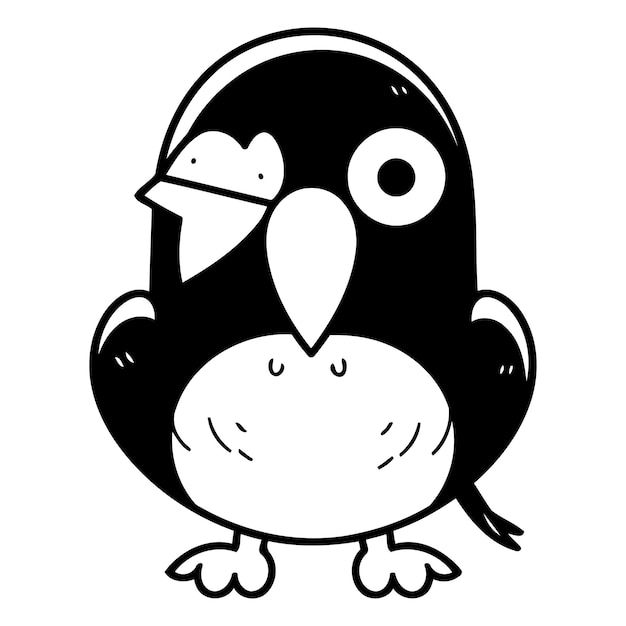 Lindo pingüino de dibujos animados Ilustración vectorial sobre un fondo blanco