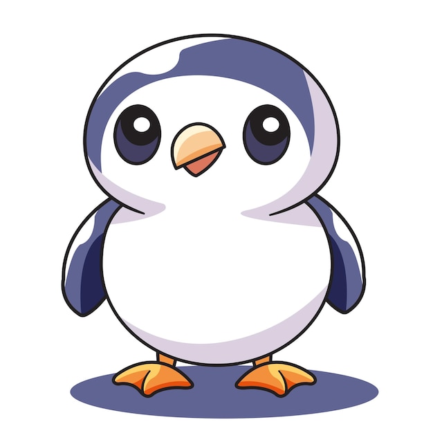 El lindo pingüino de dibujos animados Kawaii Sticker Ilustración vectorial de personajes