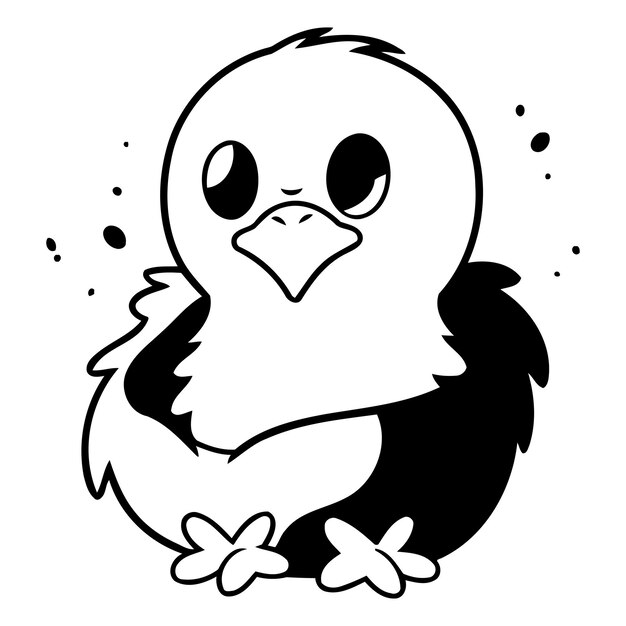 Lindo pingüino de dibujos animados sobre fondo blanco Ilustración vectorial de un pájaro