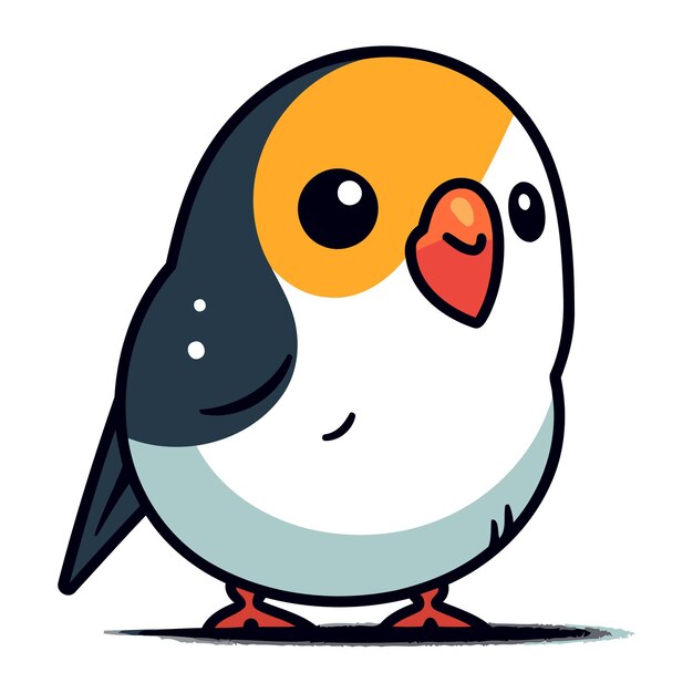 Lindo pingüino de dibujos animados sobre un fondo blanco Ilustración vectorial