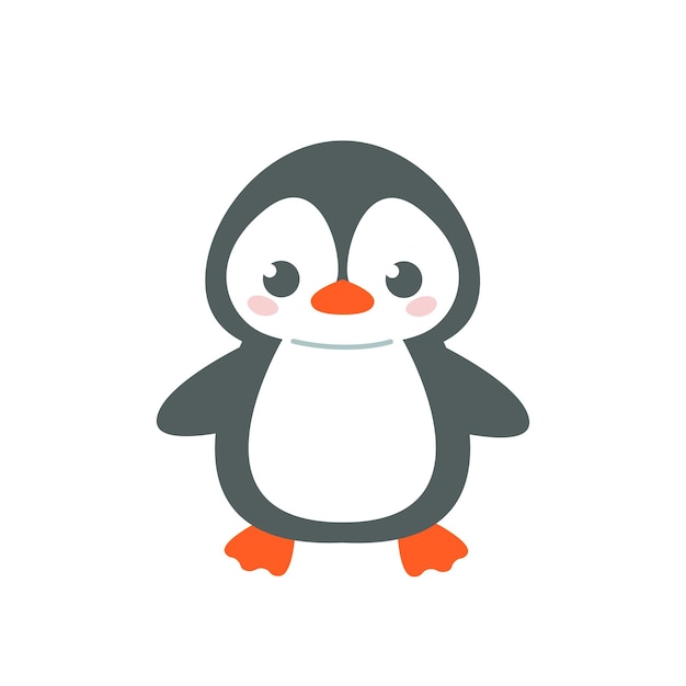 Vector lindo pingüino gordo gris alegre