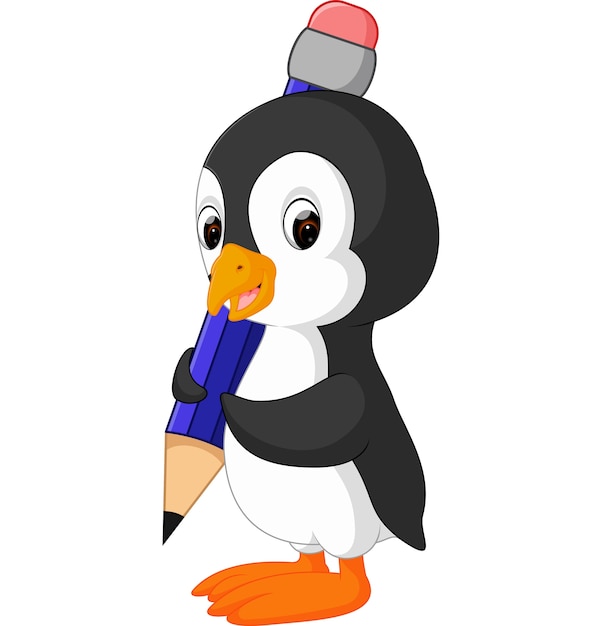 Lindo pingüino con gran lápiz
