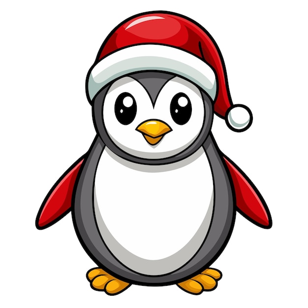 El lindo pingüino de Navidad, la ilustración de dibujos animados vectoriales de Feliz Navidad