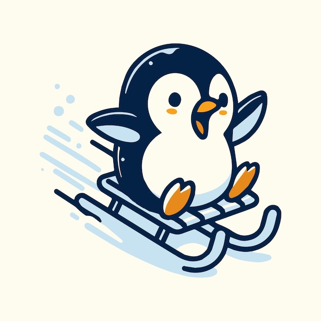 El lindo pingüino en la tabla de patinaje sobre hielo de colores