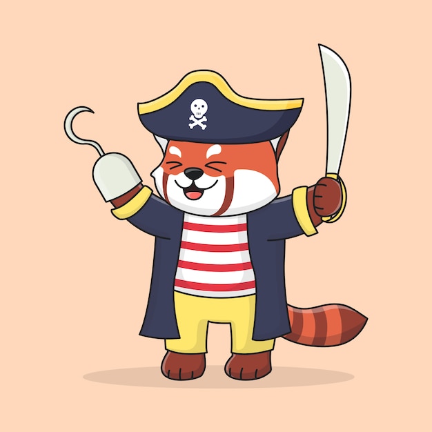 Lindo pirata panda rojo