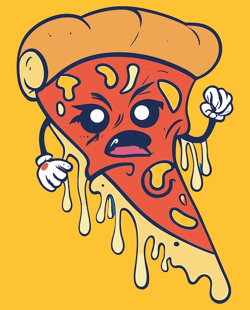 Lindo Pizza Dibujo Ilustración Vectorial Concepto Icono Comida Rápida Imagen Vectorial Aislada