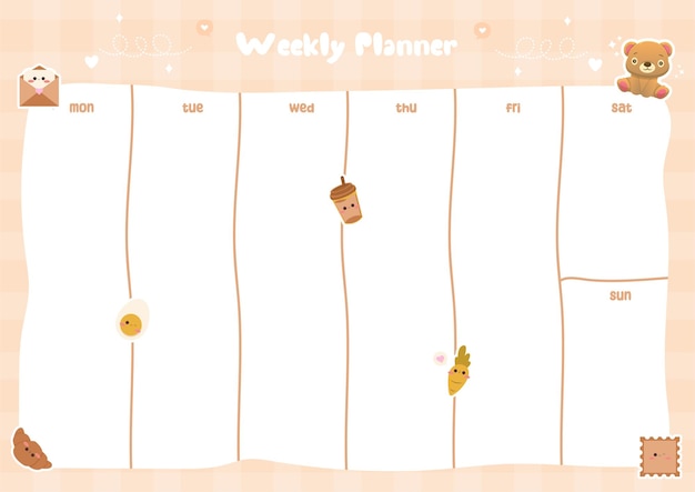 Lindo planificador semanal de color pastel