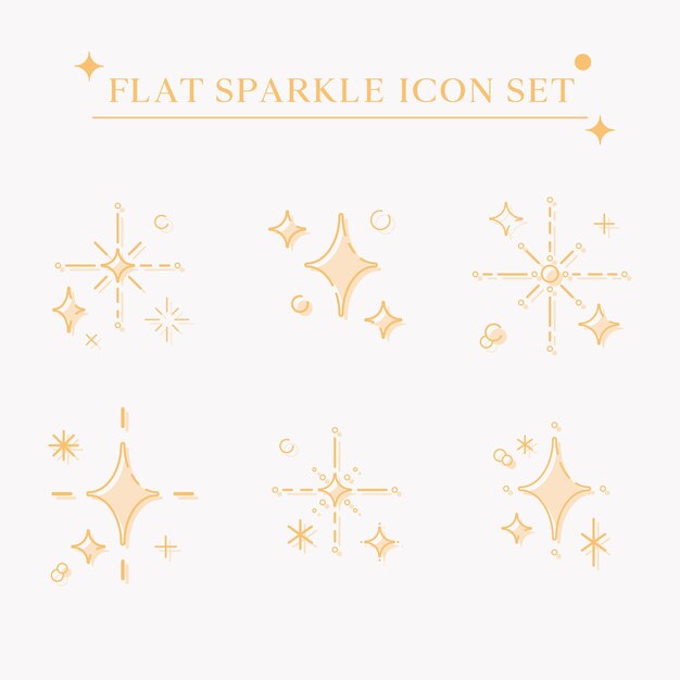 Lindo plano simple ilustración de línea mínima conjunto de elementos de icono de estrella brillante parpadeo dibujos animados de manga