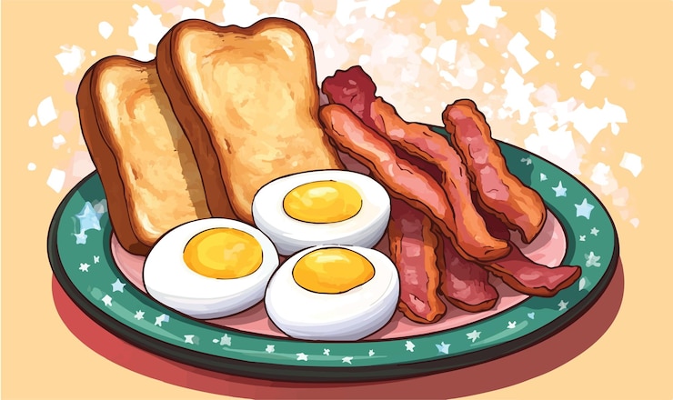 Vector el lindo plato de desayuno clásico del icono vectorial