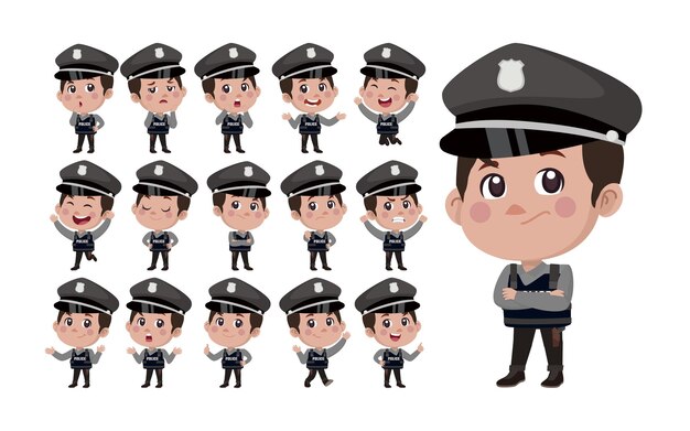 Lindo policía con diferentes poses