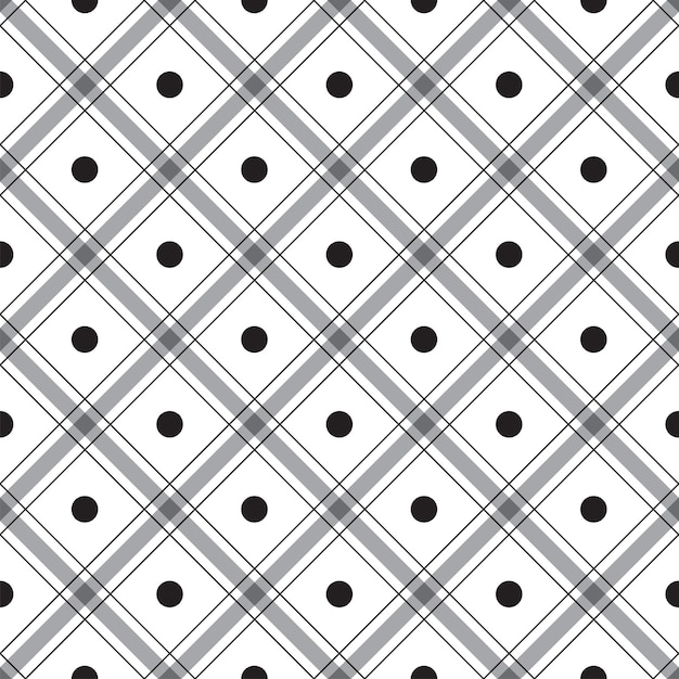 Lindo polkadot círculo redondo punto geometría elemento negro blanco gris raya diagonal línea rayada inclinación a cuadros cuadros tartán buffalo scott gingham patrón cuadrado fondo vector ilustración de dibujos animados