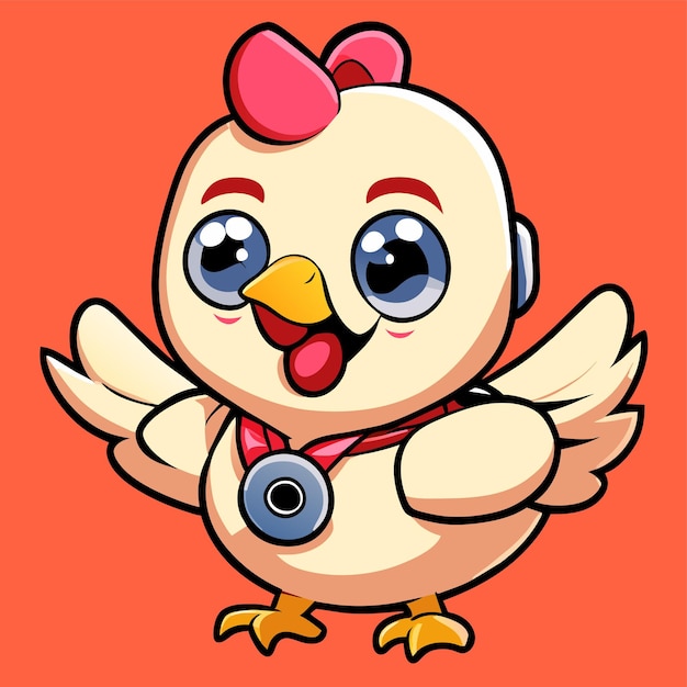 Vector lindo pollo clipart dibujado a mano dibujos animados pegatina icono concepto aislado ilustración