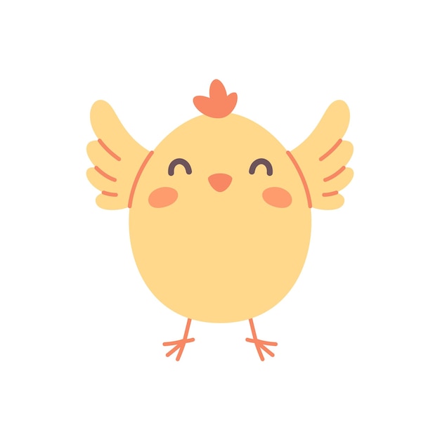 Lindo pollo pequeño pollo de Pascua Animal de granja Ilustración vectorial en estilo plano