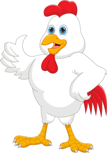 lindo pollo pulgares arriba dibujos animados