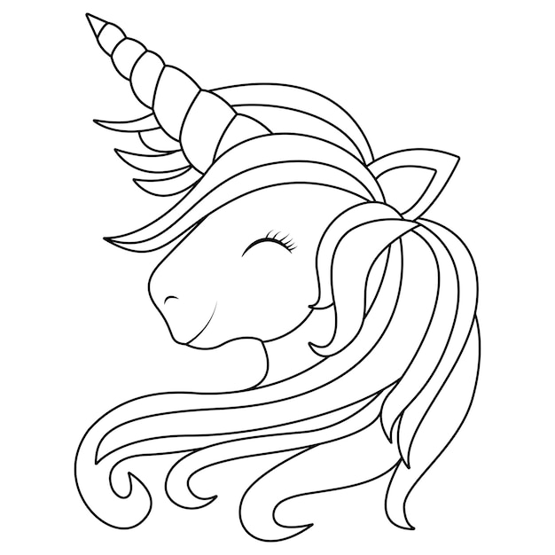 Vector lindo pony unicornio arcoiris para colorear