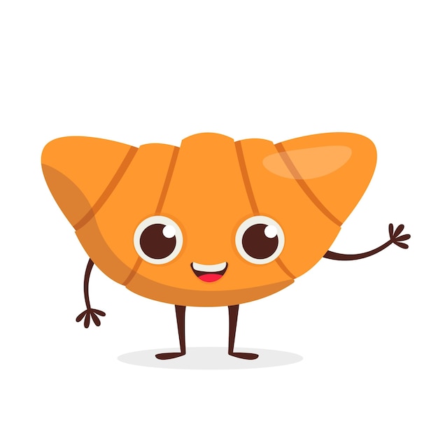 Lindo postre personaje croissant vector gráfico