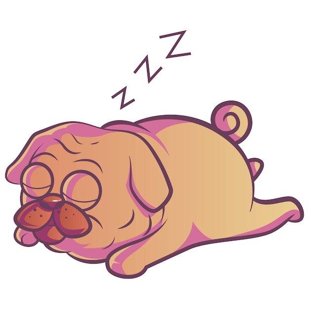 Vector lindo pug durmiendo ilustración vectorial