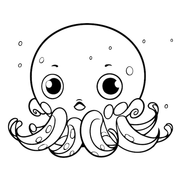Lindo pulpo de dibujos animados Ilustración vectorial aislada sobre un fondo blanco