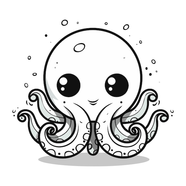 Vector lindo pulpo mascota de dibujos animados ilustración vectorial de personajes