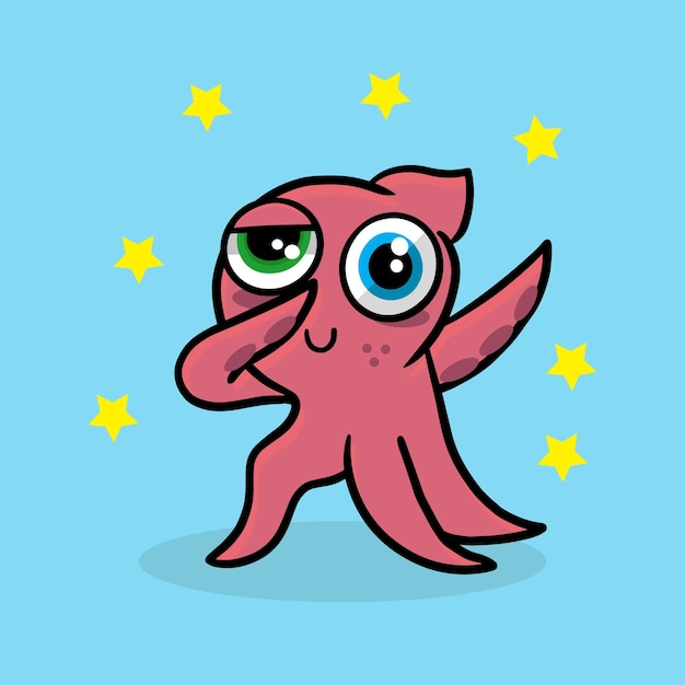 Lindo pulpo pose dibujos animados vector icono ilustración comida animal icono concepto aislado pr