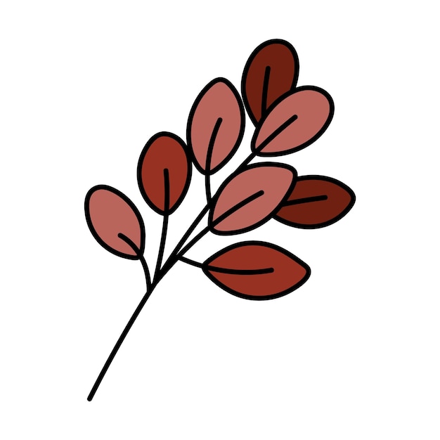 Lindo ramito rojo con hojas Ilustración vectorial detallada dibujada a mano