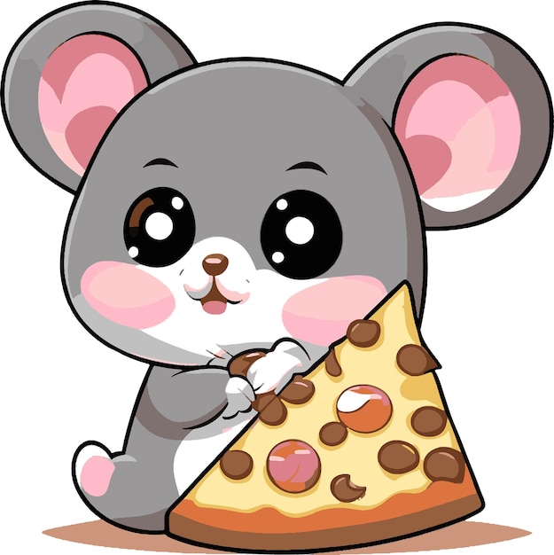 lindo ratón come pizza