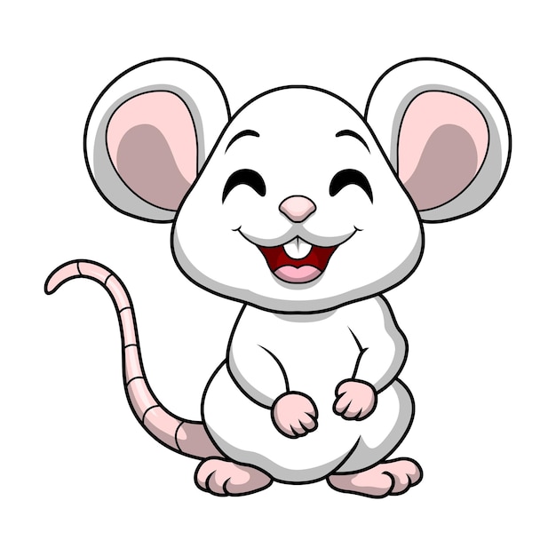 Lindo ratón de dibujos animados sobre fondo blanco