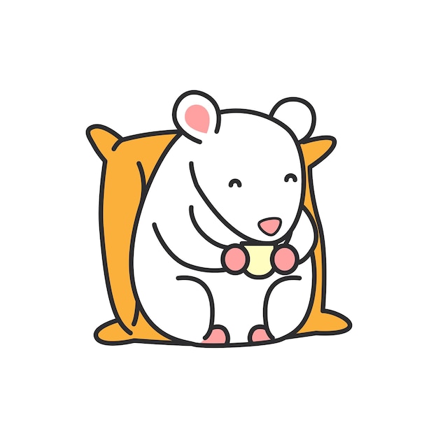 Lindo ratón de dibujos animados con una taza de café