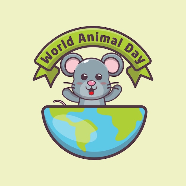 Vector lindo ratón en el evento del día mundial de los animales