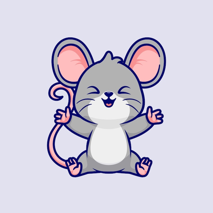 Vector lindo ratón feliz dibujos animados vector icono ilustración animal naturaleza icono concepto aislado vector plano