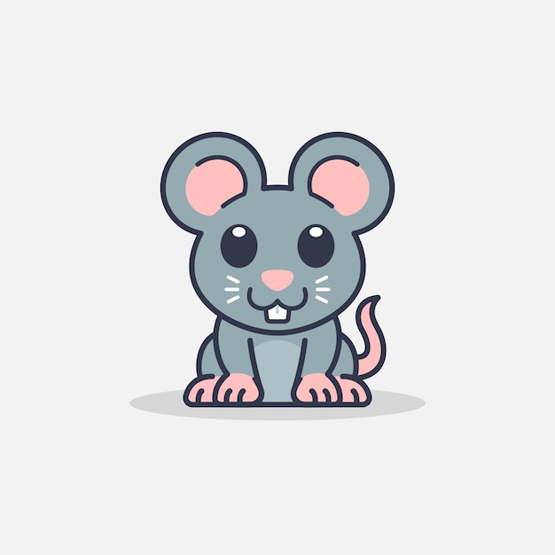 lindo, ratón, sentado, abajo, ilustración