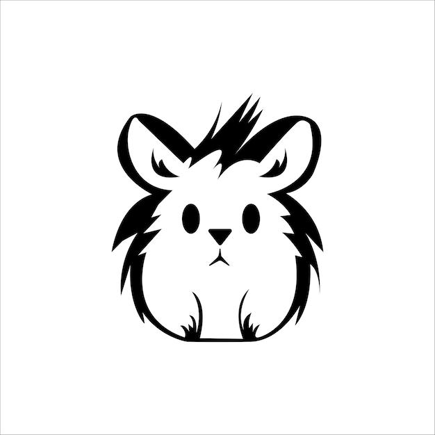 el lindo ratón sentado logotipo de dibujos animados vectorial negro ilustración del icono