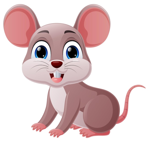 Vector lindo ratoncito de dibujos animados sobre fondo blanco.