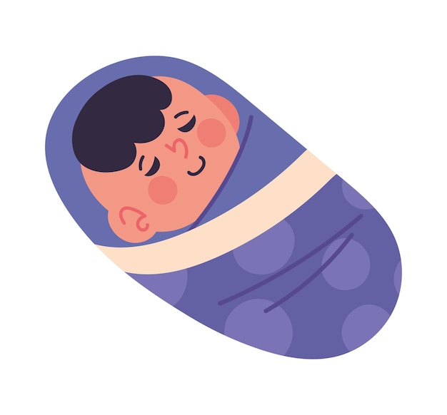 Un lindo recién nacido icono de dibujos animados dormido aislado