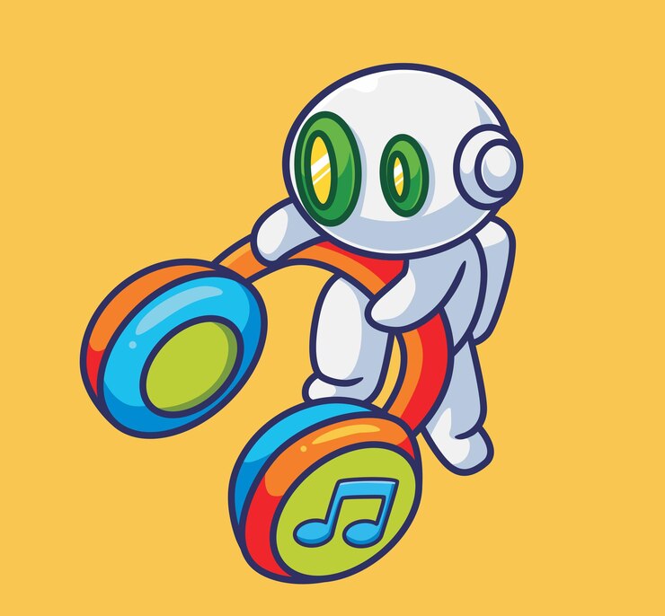 Vector lindo robot astronauta con auriculares
