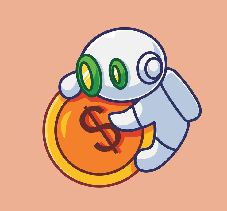 Vector lindo robot astronauta obtener ganancias