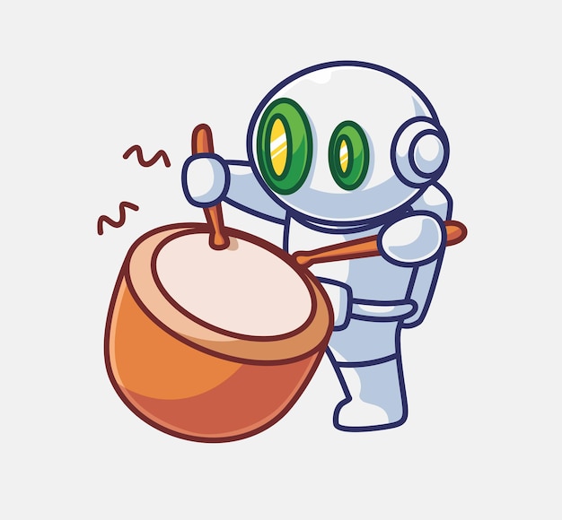 Lindo robot astronauta tocando un tambor