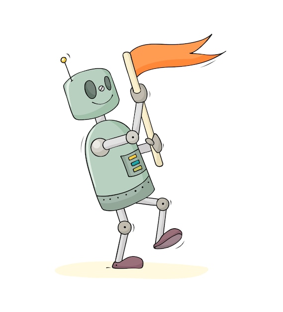 Lindo robot con bandera