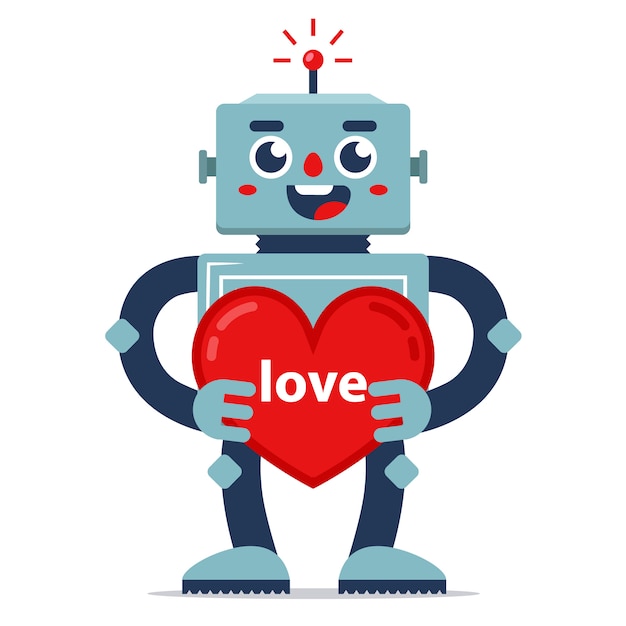 Lindo robot da san valentín. declaración de amor. inteligencia artificial. relación en el futuro.