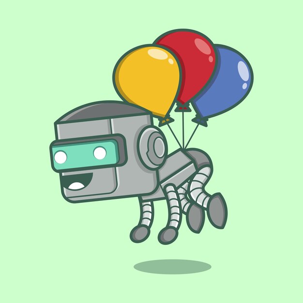 lindo robot de dibujos animados con globo