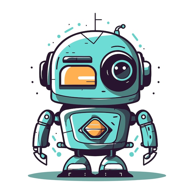 Vector lindo robot de dibujos animados ilustración vectorial aislado en fondo blanco